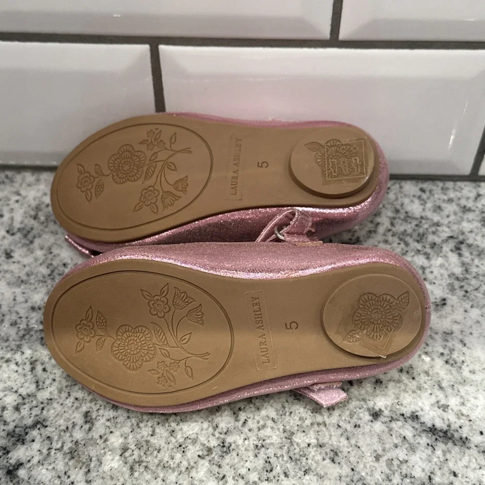 Laura‎ Ashley Toddler Girls Shimmer Pink Dress Shoes 5 New Rhinestones Starlet